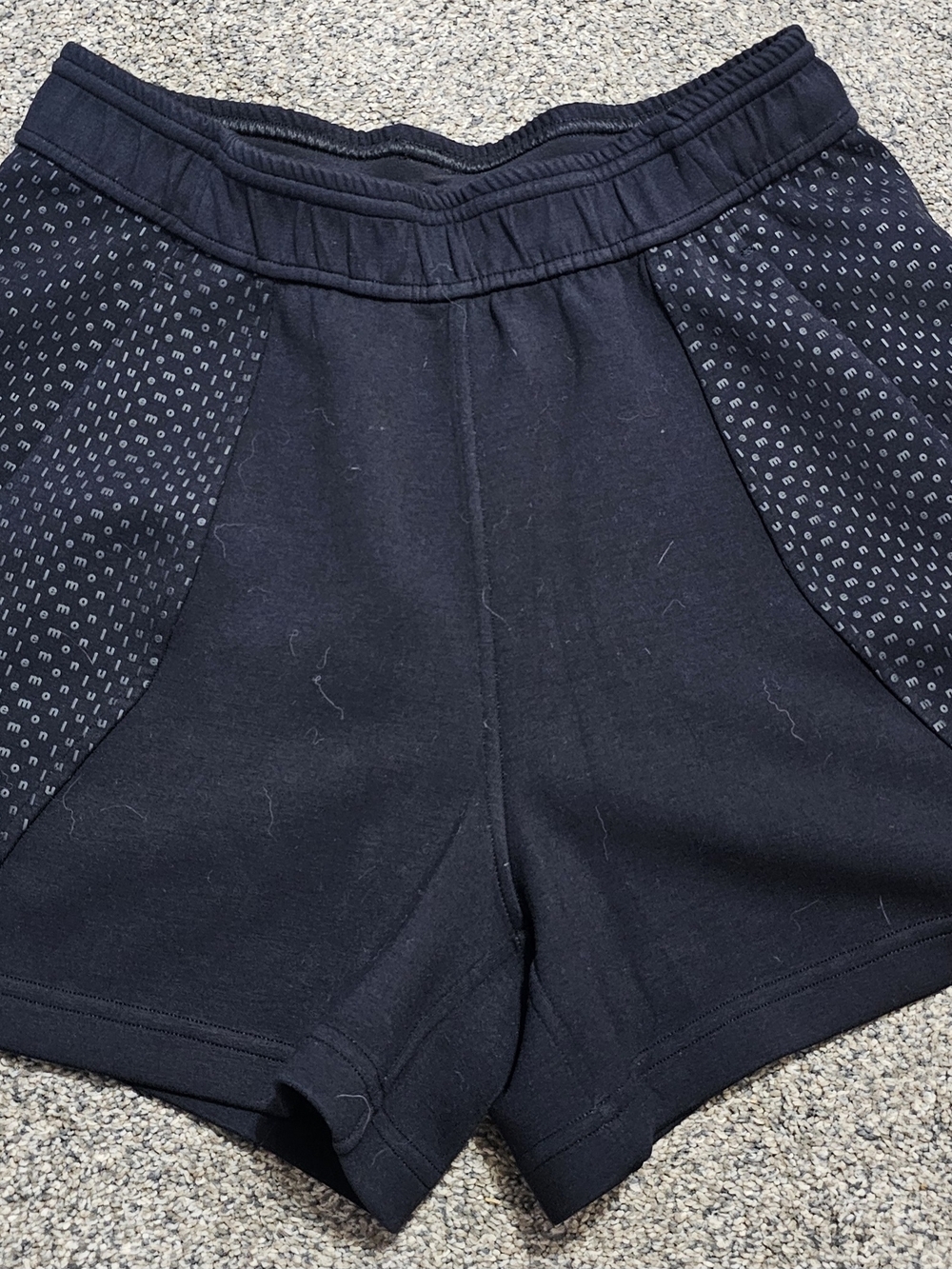 lululemon athletica Black Athletic Shorts with Patterned Side Panels